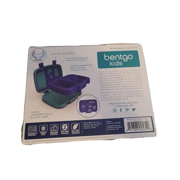 Bentgo Kids Lunch Box Bento-Styled Durable & Leak Proof Sharks NEW Blue Ages 3-7 - Picture 5 of 8